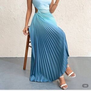 SHEIN Teal Pleated Dress